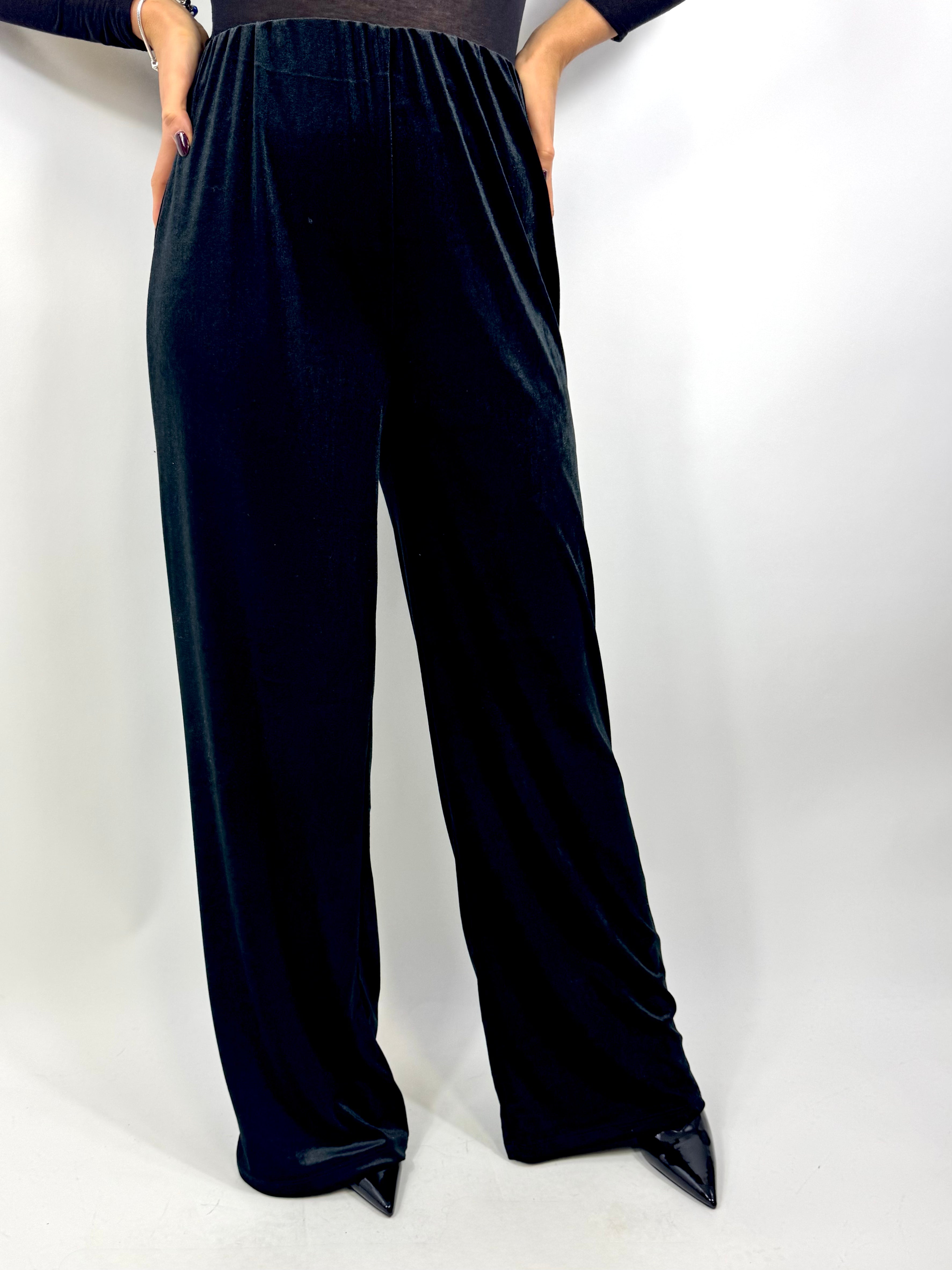 CECILE PANTALONE VELLUTO NERO
