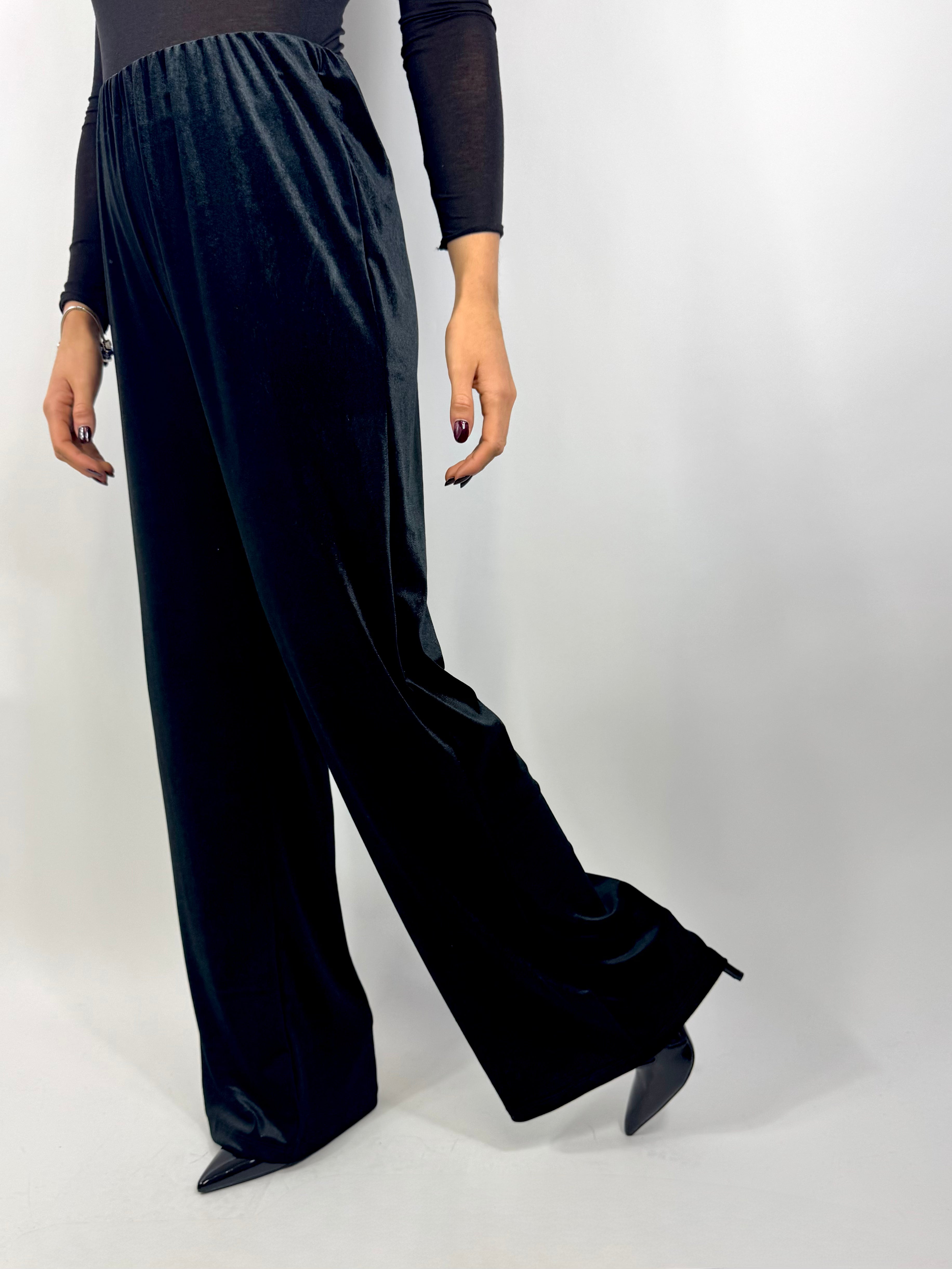 CECILE PANTALONE VELLUTO NERO