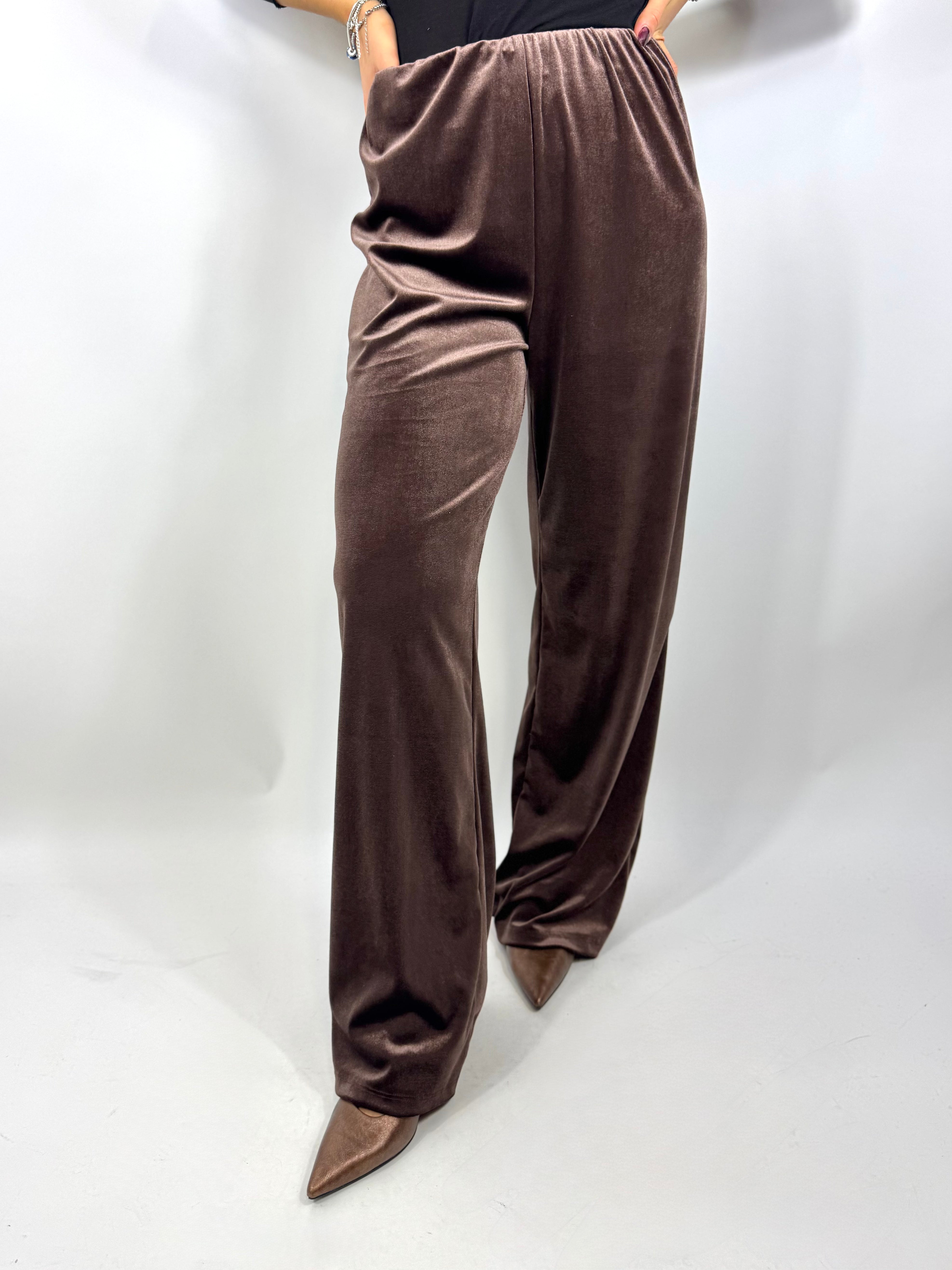 CECILE PANTALONI VELLUTO MARRONE