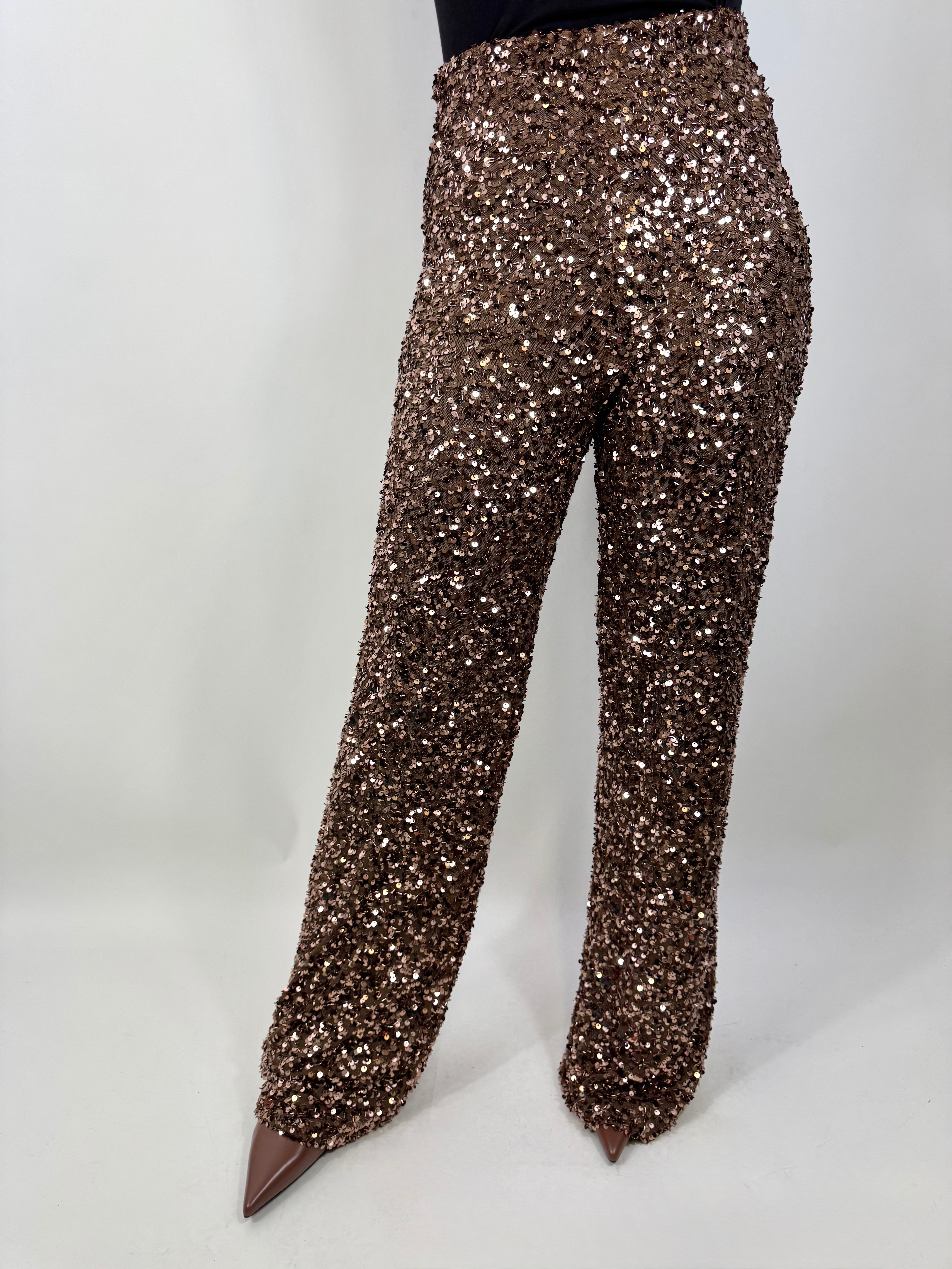 CECILE PANTALONI PAILLETTES BRONZO