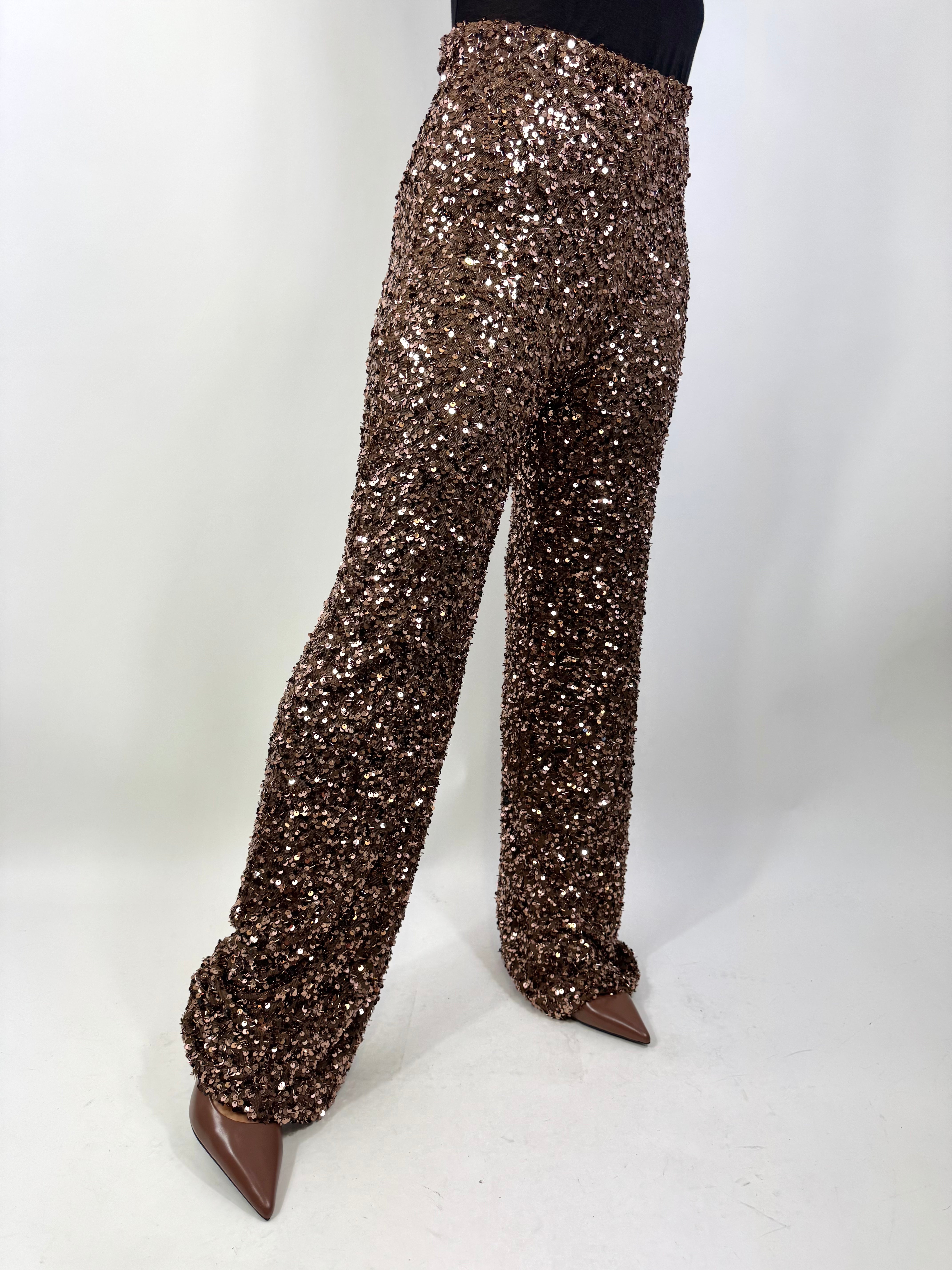 CECILE PANTALONI PAILLETTES BRONZO