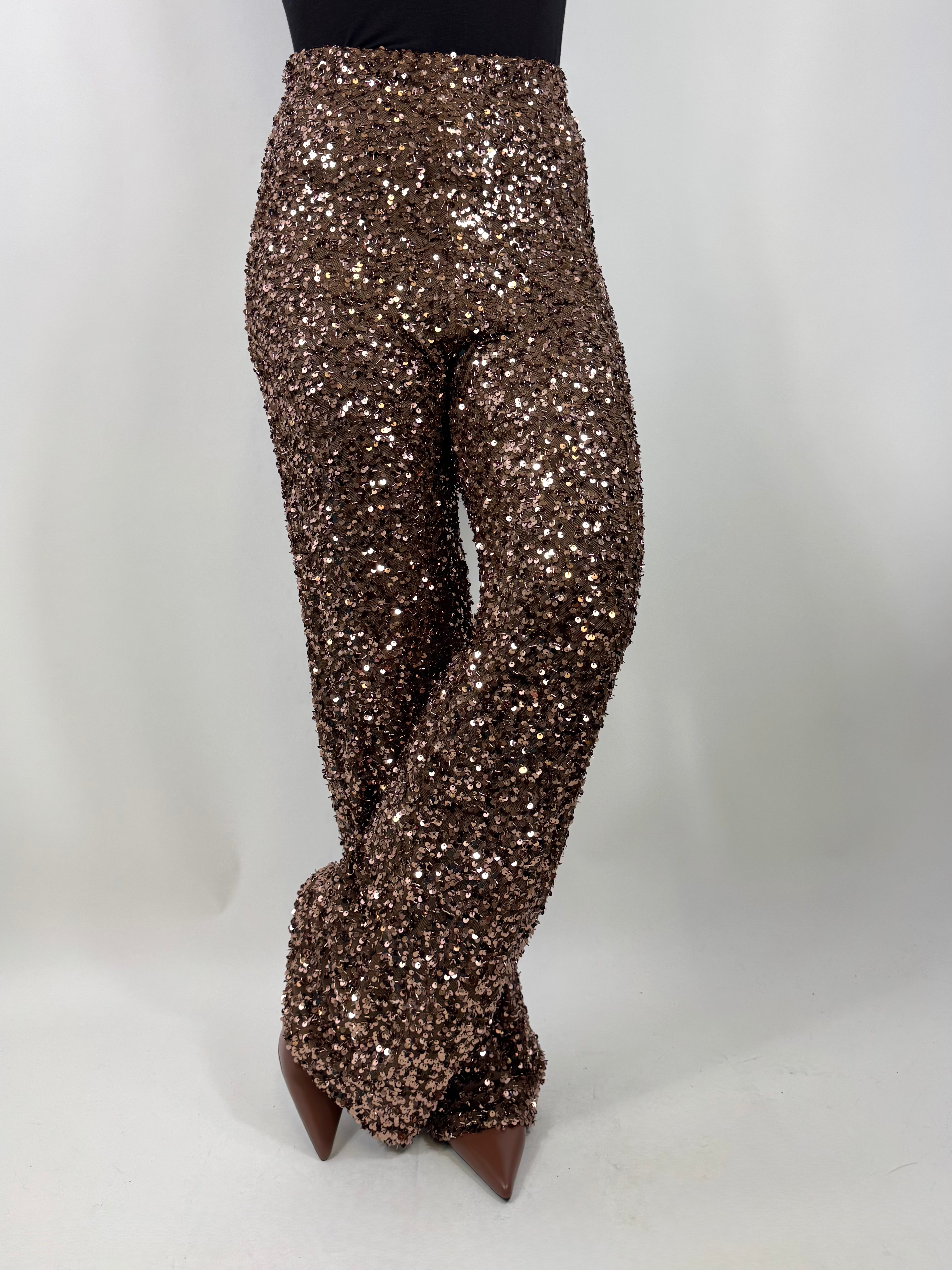 CECILE PANTALONI PAILLETTES BRONZO