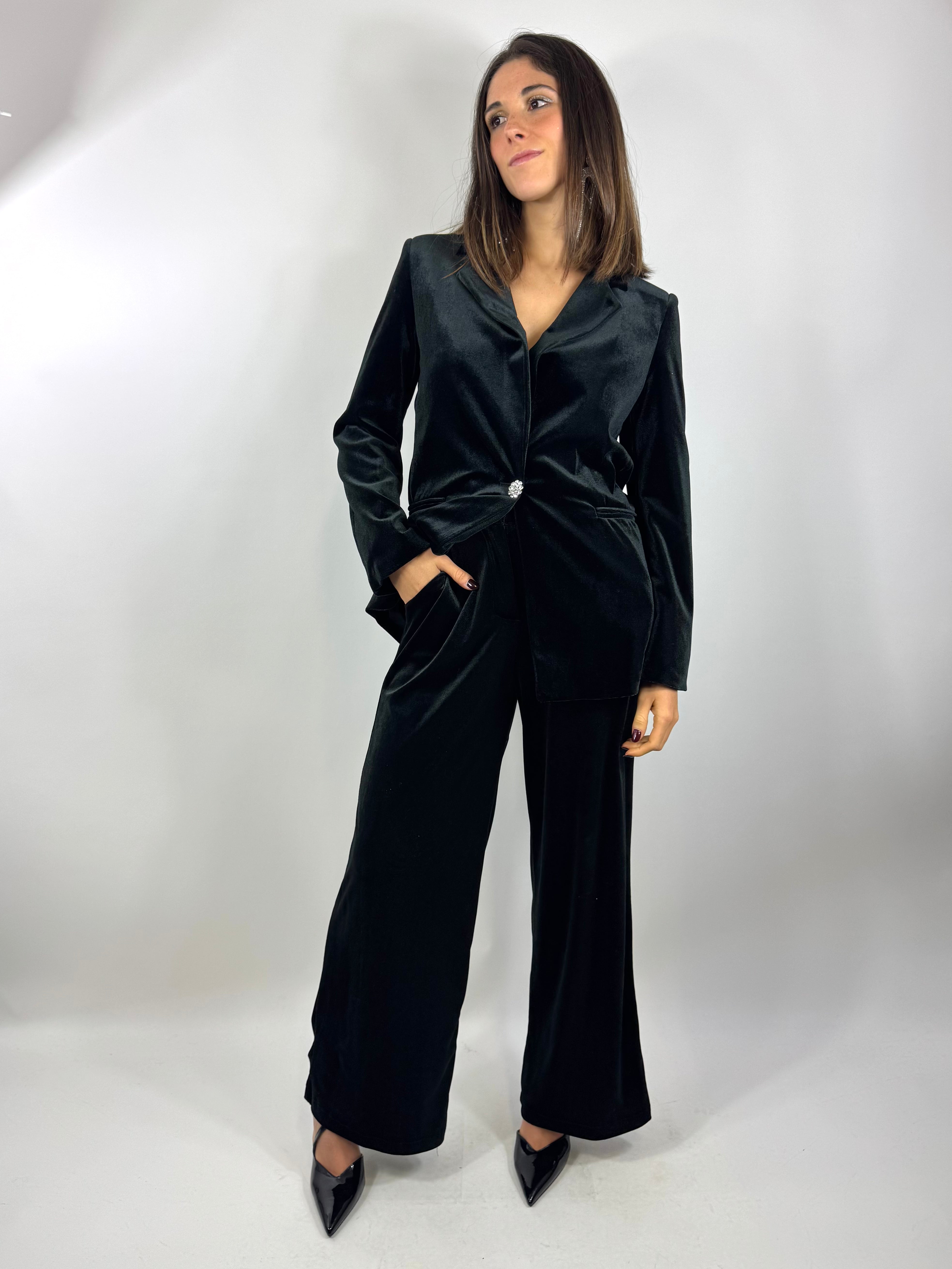 CECILE PANTALONE VELLUTO NERO