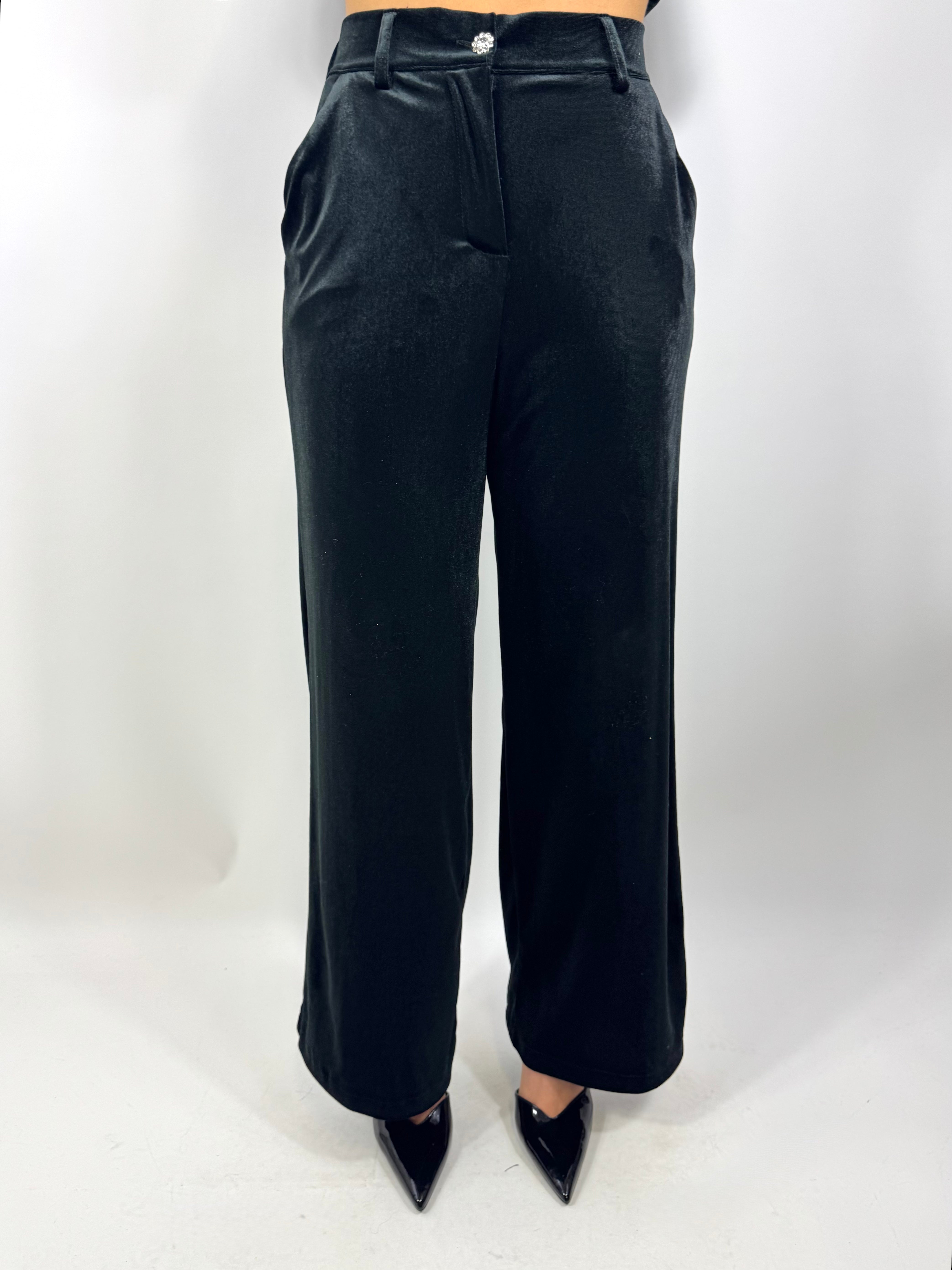 CECILE PANTALONE VELLUTO NERO