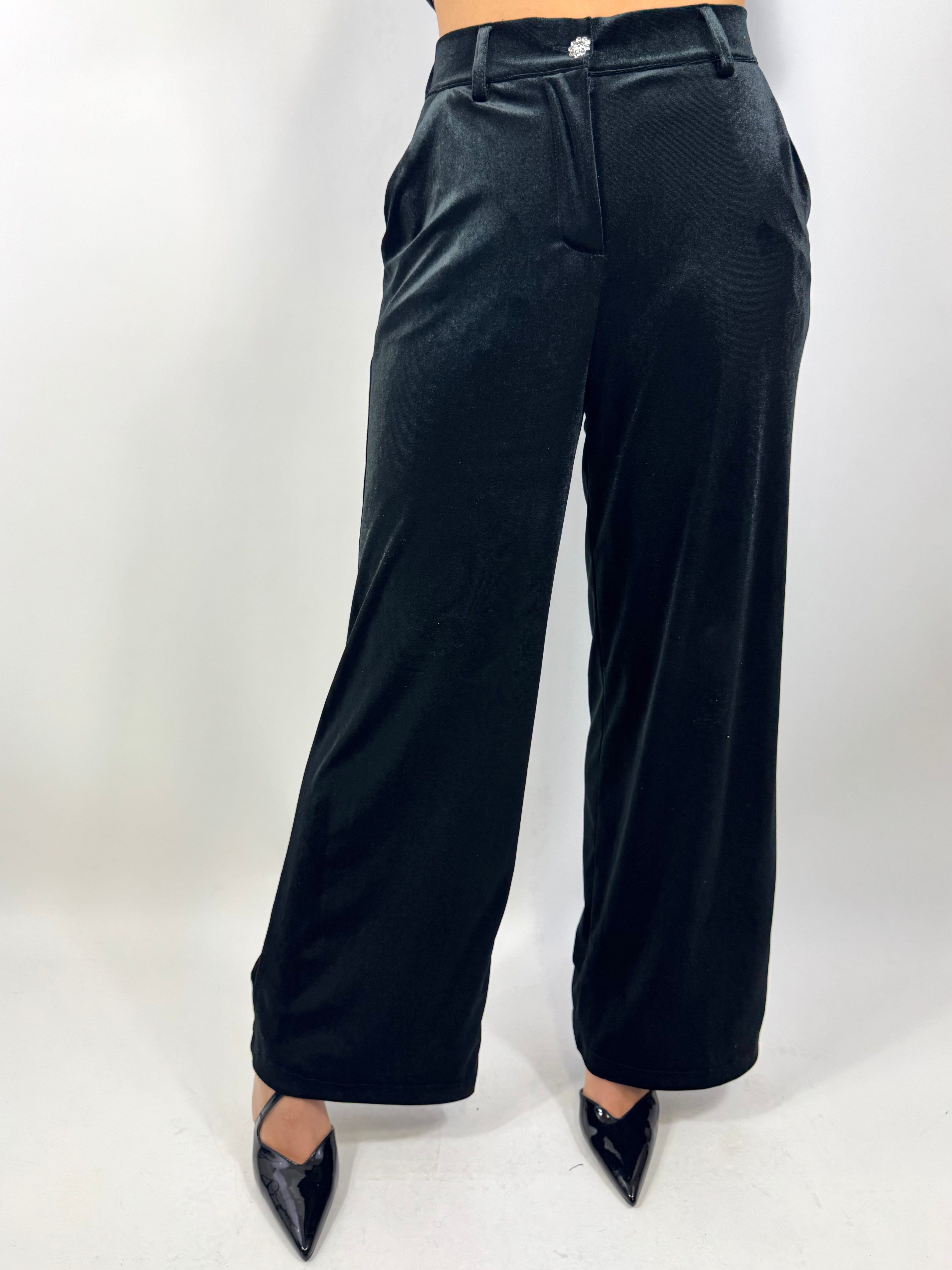 CECILE PANTALONE VELLUTO NERO
