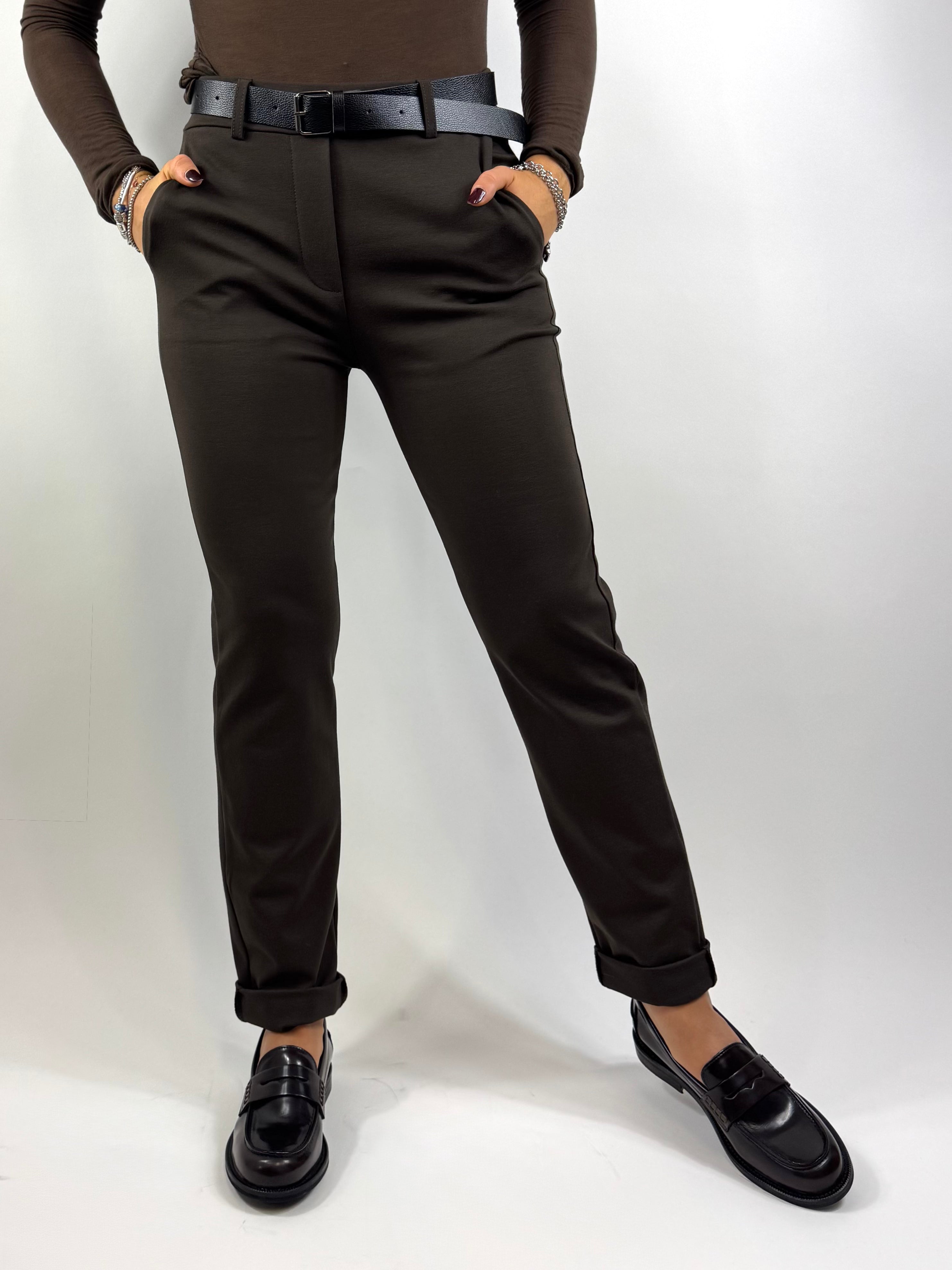 SUSY MIX PANTALONE GAMBA DIRITTA MORO
