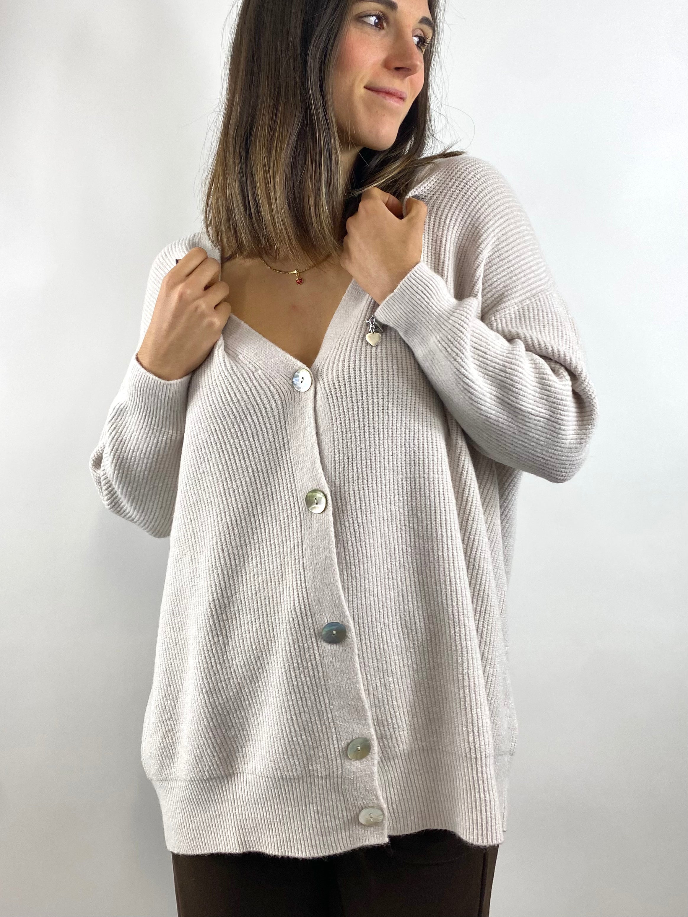 SUSY MIX CARDIGAN OVER AVORIO