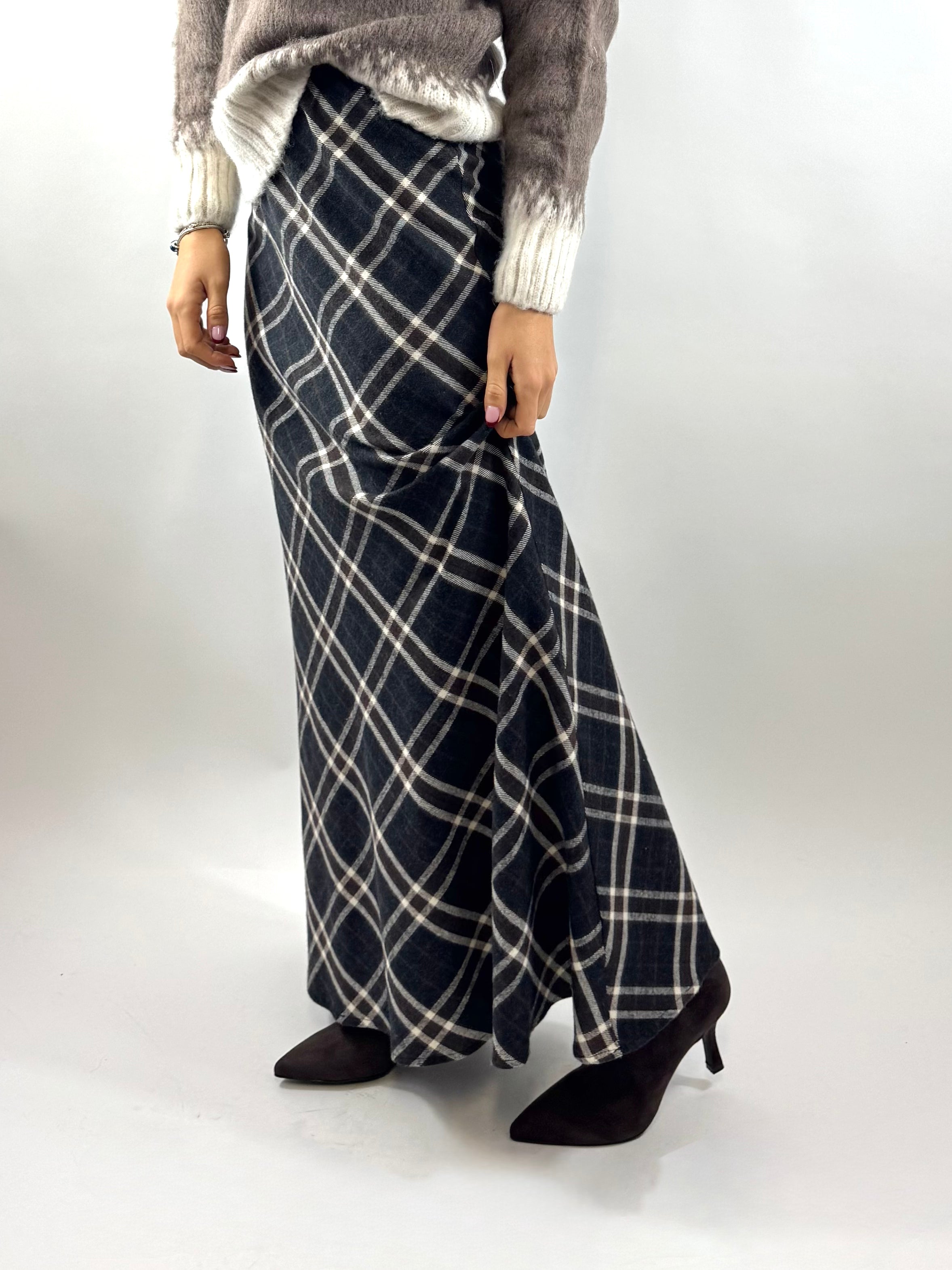 KIKISIX GONNA QUADRI GRIGIO