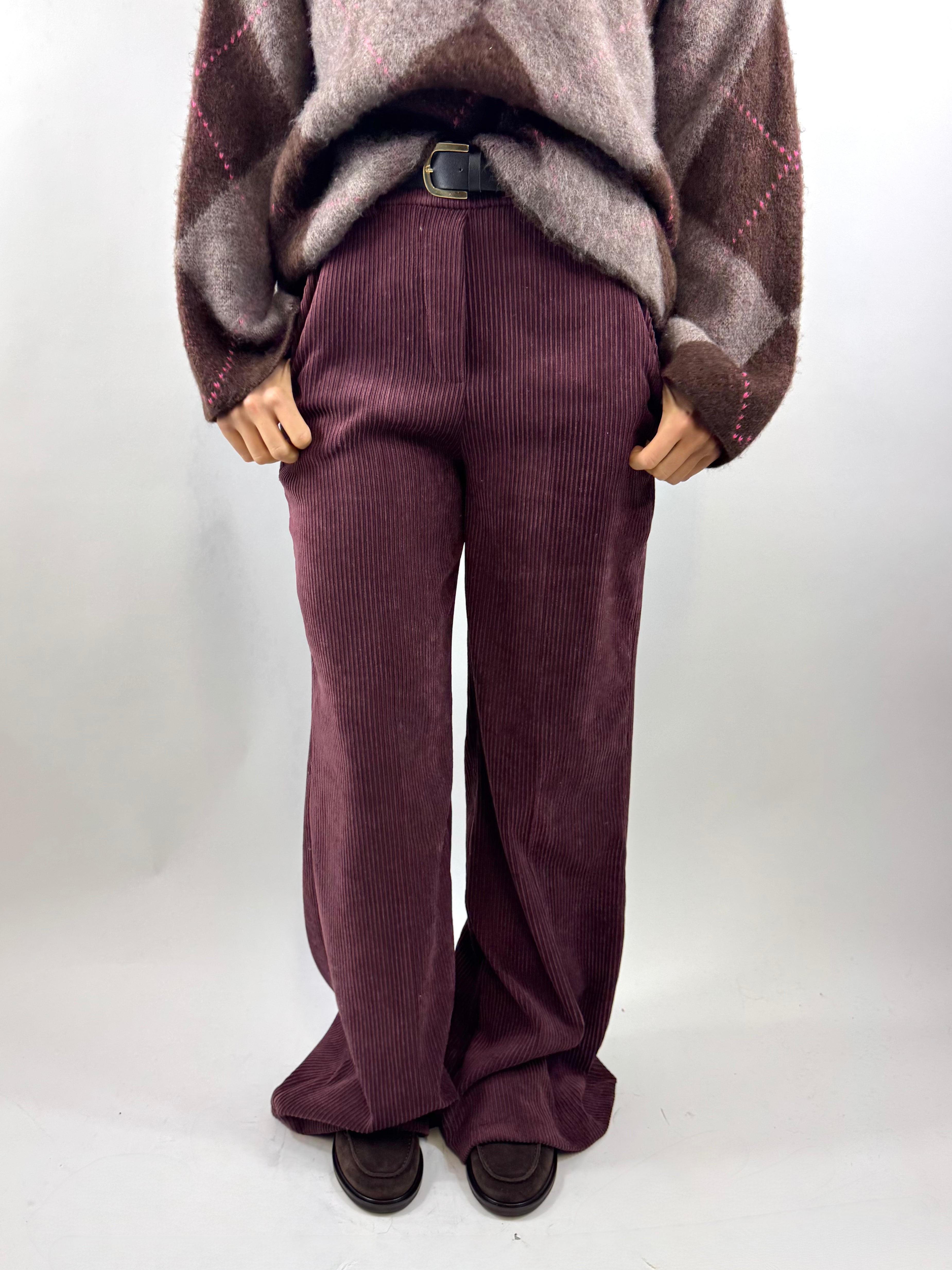 SUSY MIX PANTALONE VELLUTO VINO