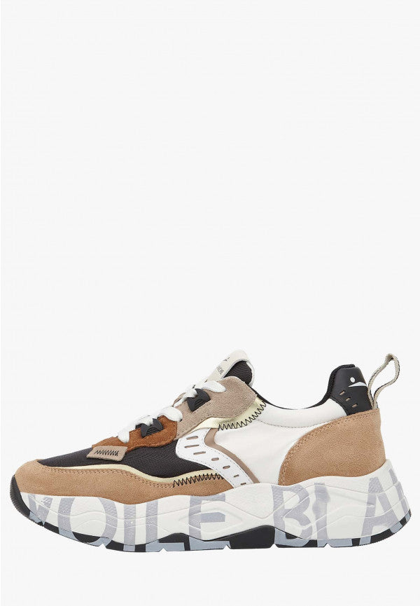 VOILE BLANCHE SNEAKERS IN SUEDE E TESSUTO BEIGE E BIANCO