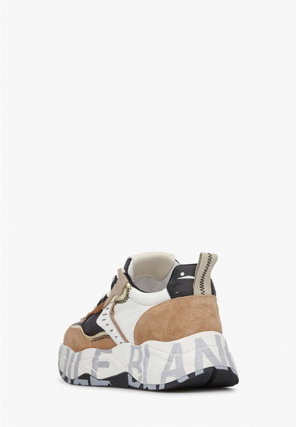 VOILE BLANCHE SNEAKERS IN SUEDE E TESSUTO BEIGE E BIANCO