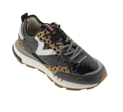 VICTORIA SNEAKERS NERO ANIMALIER