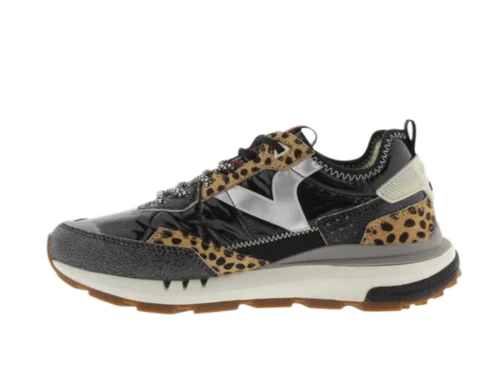 VICTORIA SNEAKERS NERO ANIMALIER