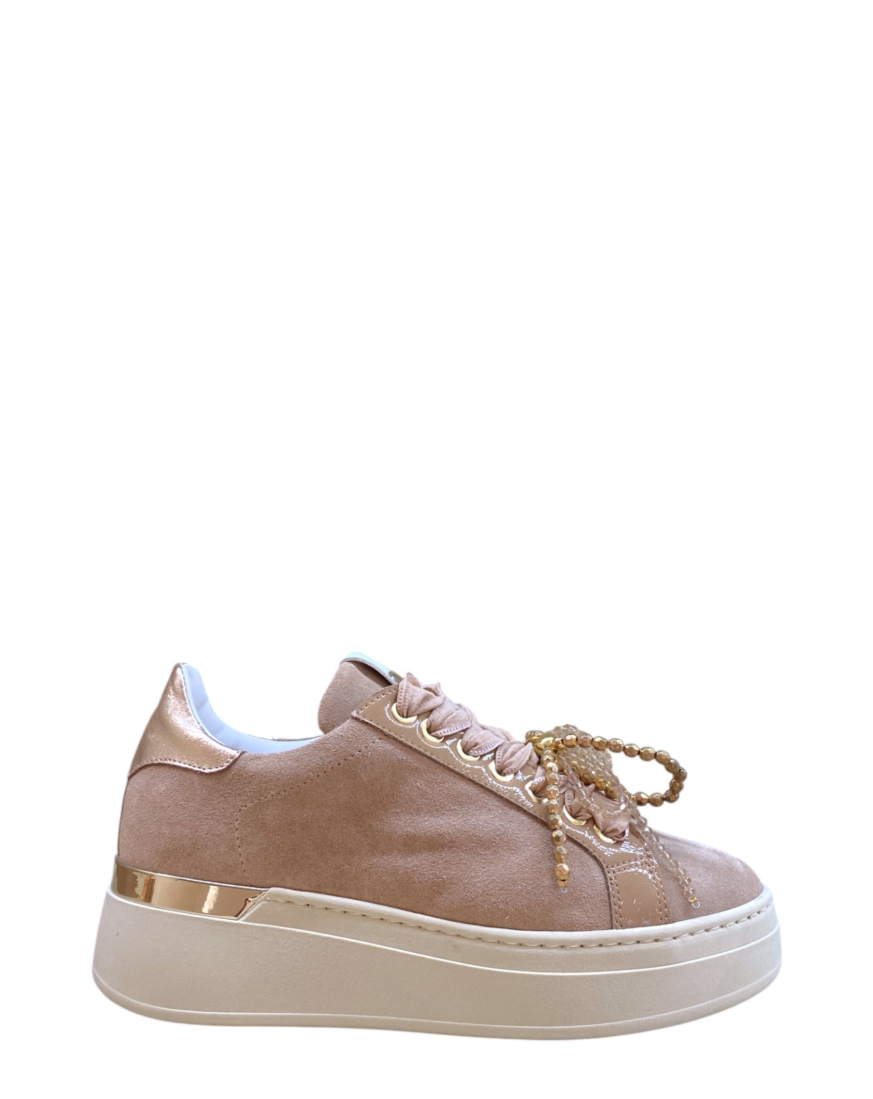 MELINE SNEAKER SUEDE CIPRIA CON FIOCCO IN PERLINE