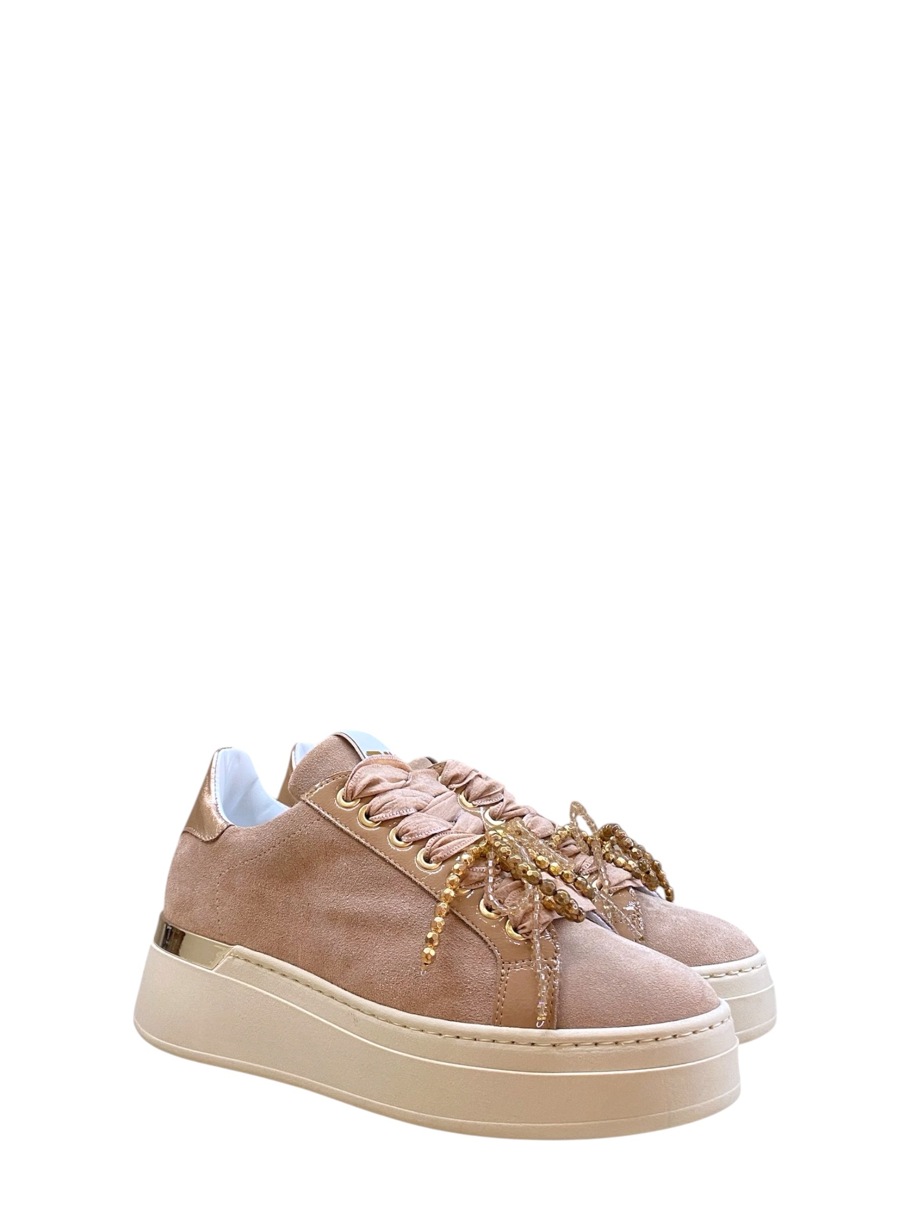 MELINE SNEAKER SUEDE CIPRIA CON FIOCCO IN PERLINE