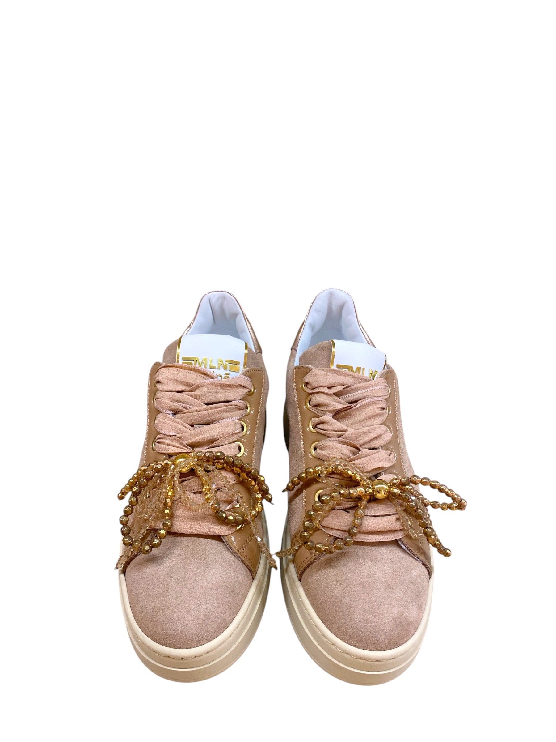MELINE SNEAKER SUEDE CIPRIA CON FIOCCO IN PERLINE