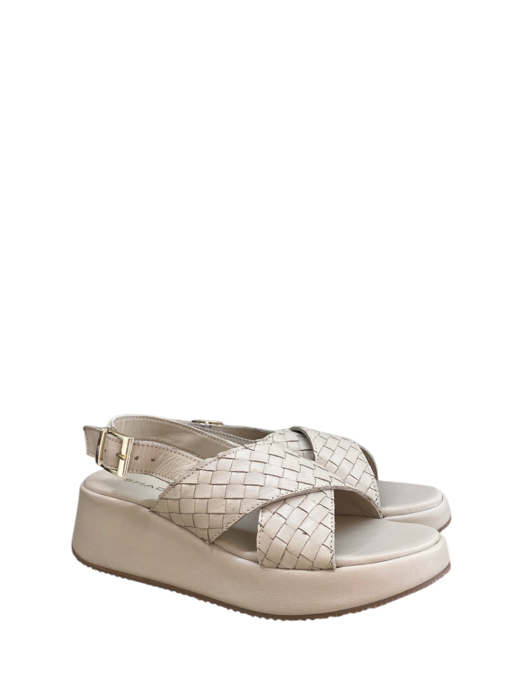 SHADDY SANDALO PELLE INTRECCIATA BEIGE