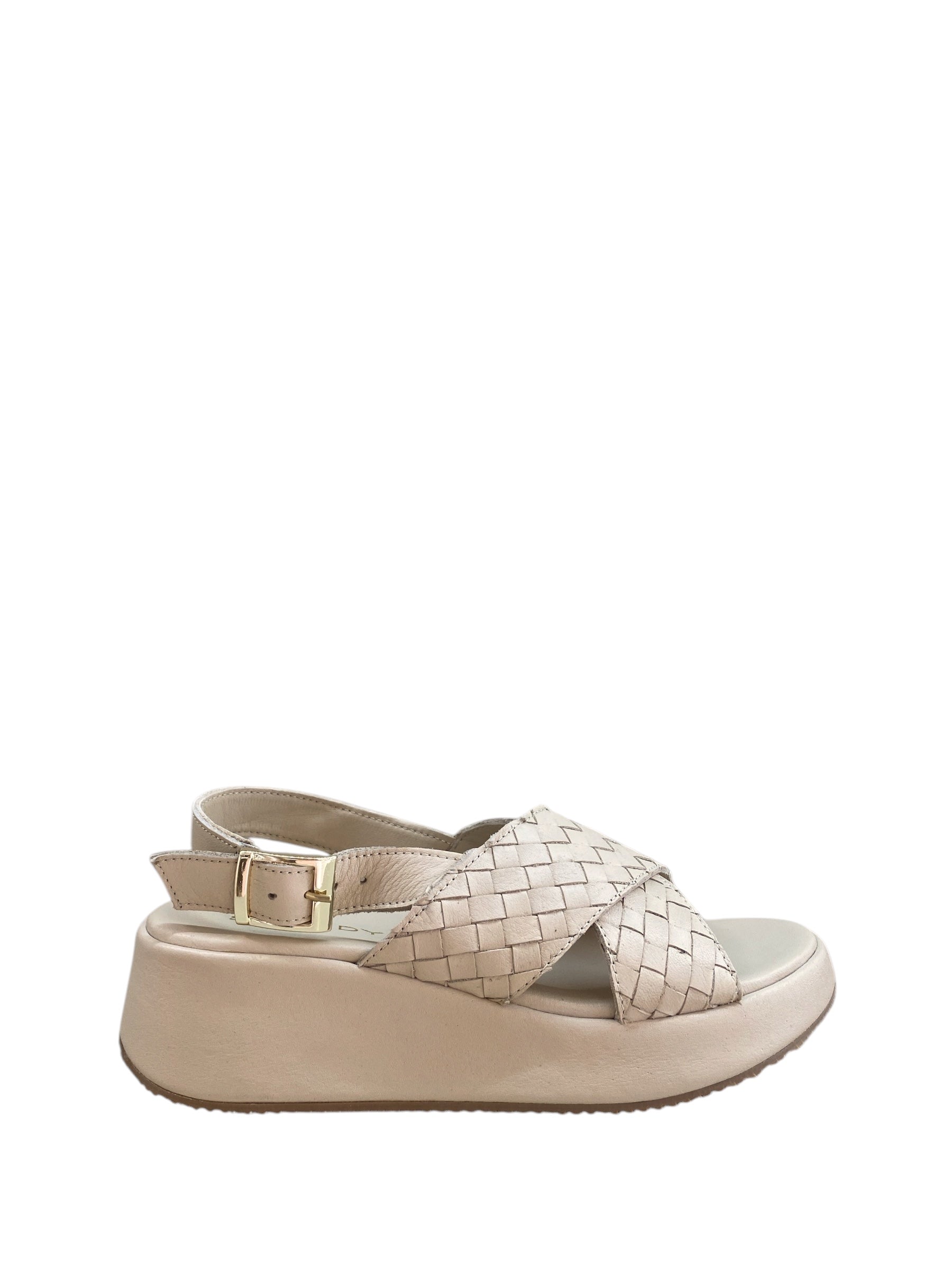 SHADDY SANDALO PELLE INTRECCIATA BEIGE