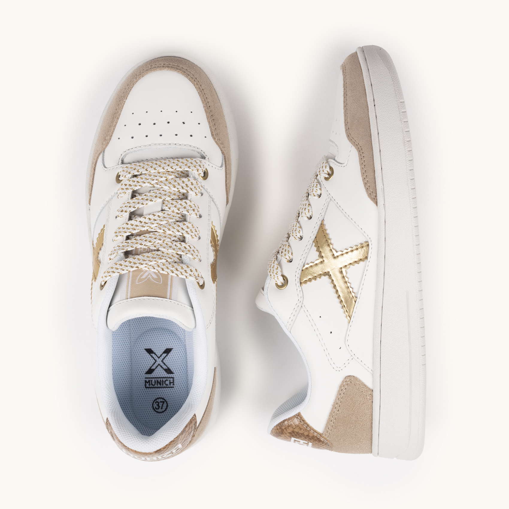 MUNICH SNEAKERS LEGIT WHITE AND GOLD