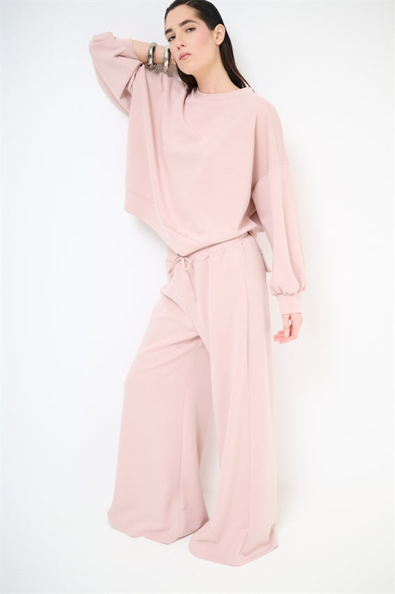 KIKISIX PANTALONE PALAZZO MODAL ROSA