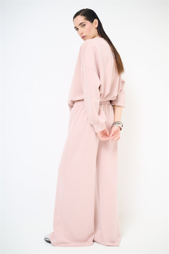 KIKISIX PANTALONE PALAZZO MODAL ROSA