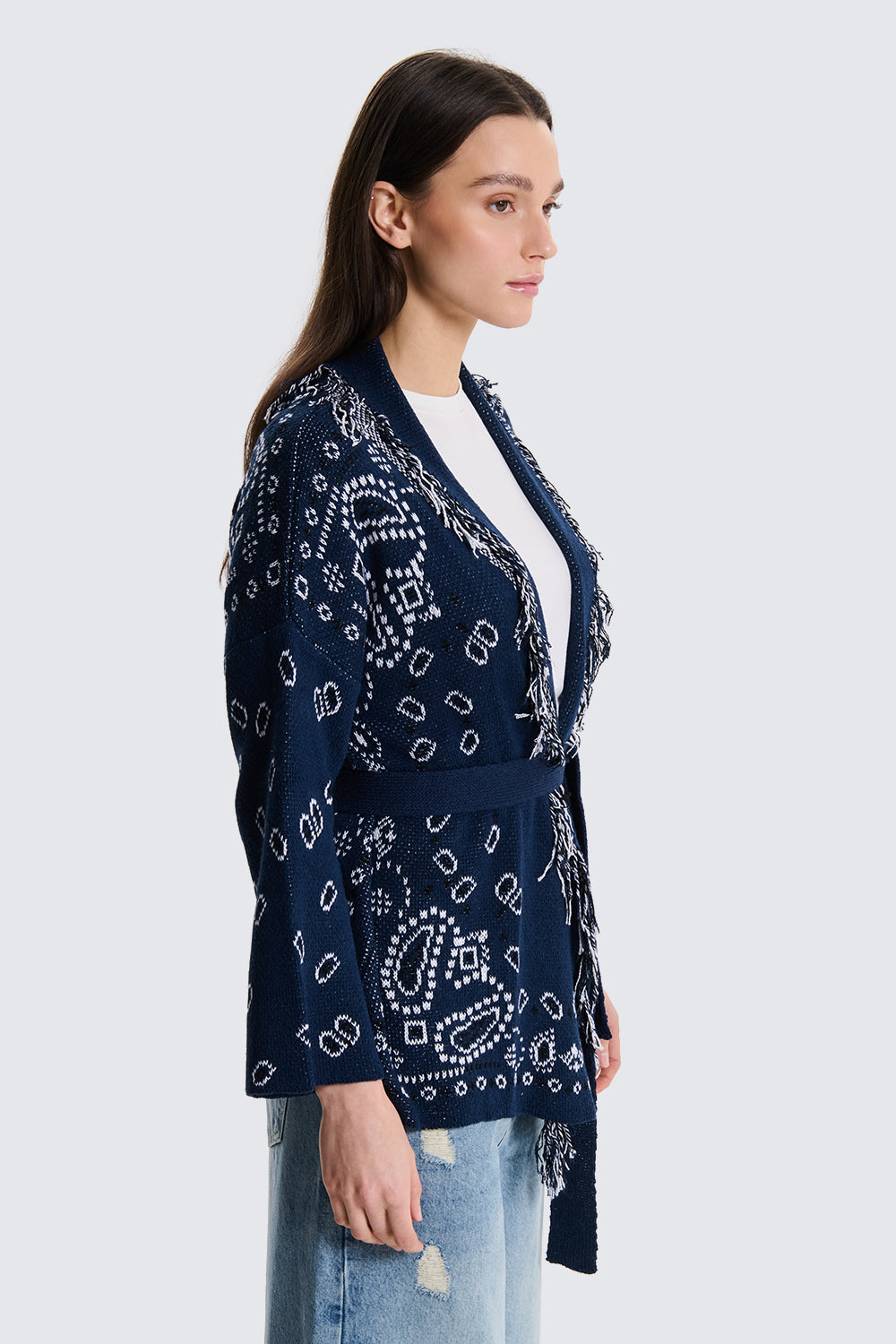 TWO WAY CARDIGAN KABAN PAISLEY BLU