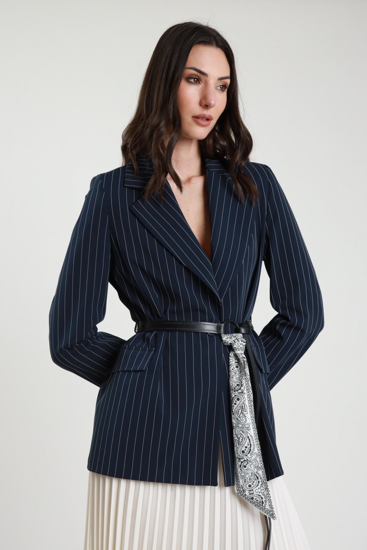 SUSY MIX BLAZER BLU GESSATO