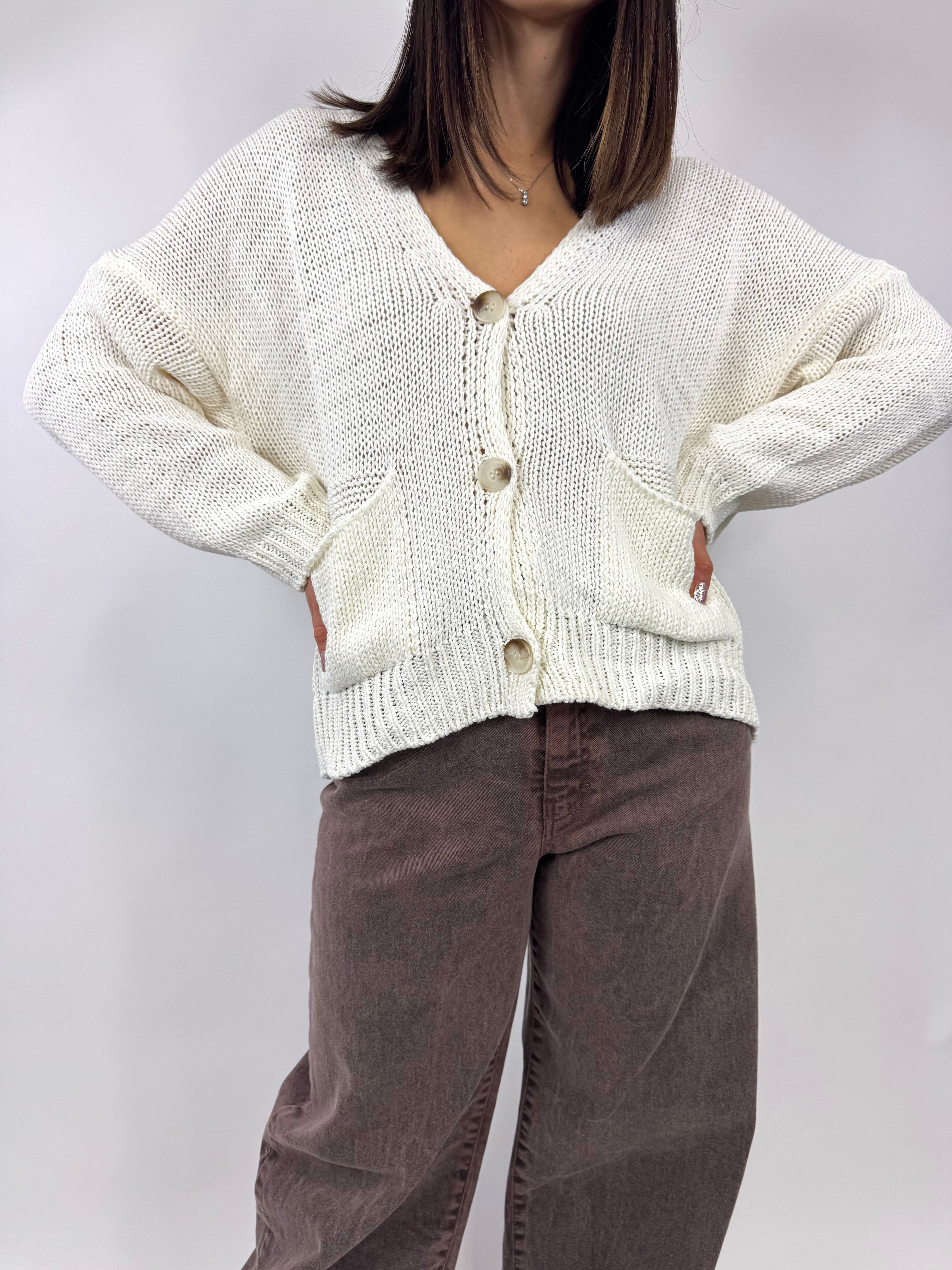 SUSY MIX CARDIGAN MAGLIA CREMA