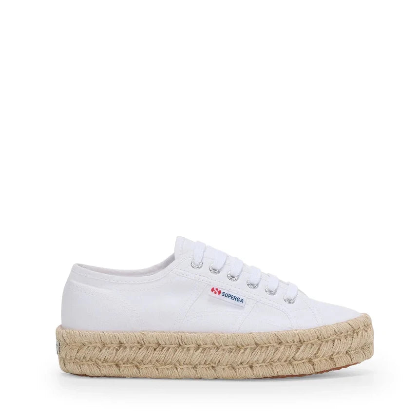 SUPERGA SNEAKERS DONNA BIANCO PLATFORM CORDA