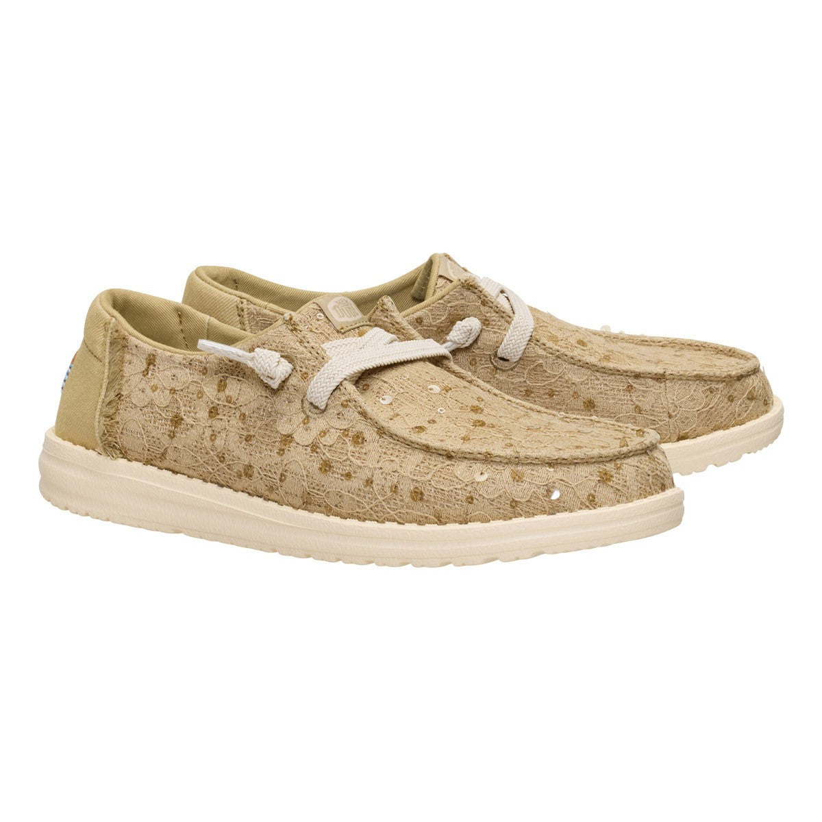 HEY DUDE WENDY SEQUIN LACE OLIVE GREY