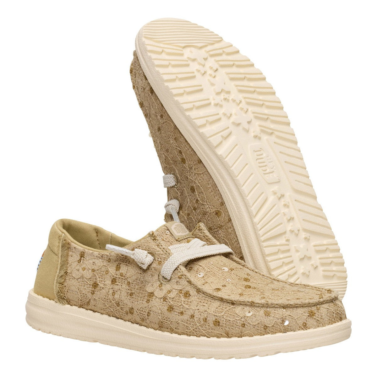 HEY DUDE WENDY SEQUIN LACE OLIVE GREY