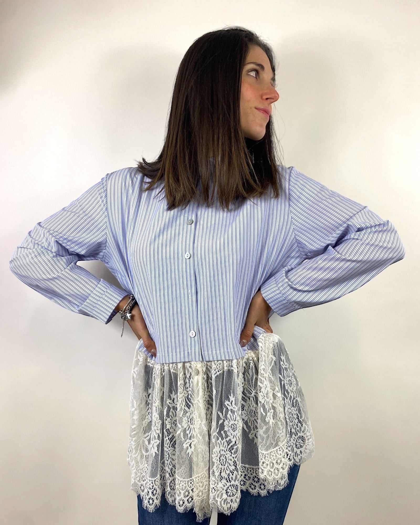 SUSY MIX CAMICIA RIGHE CON PIZZO