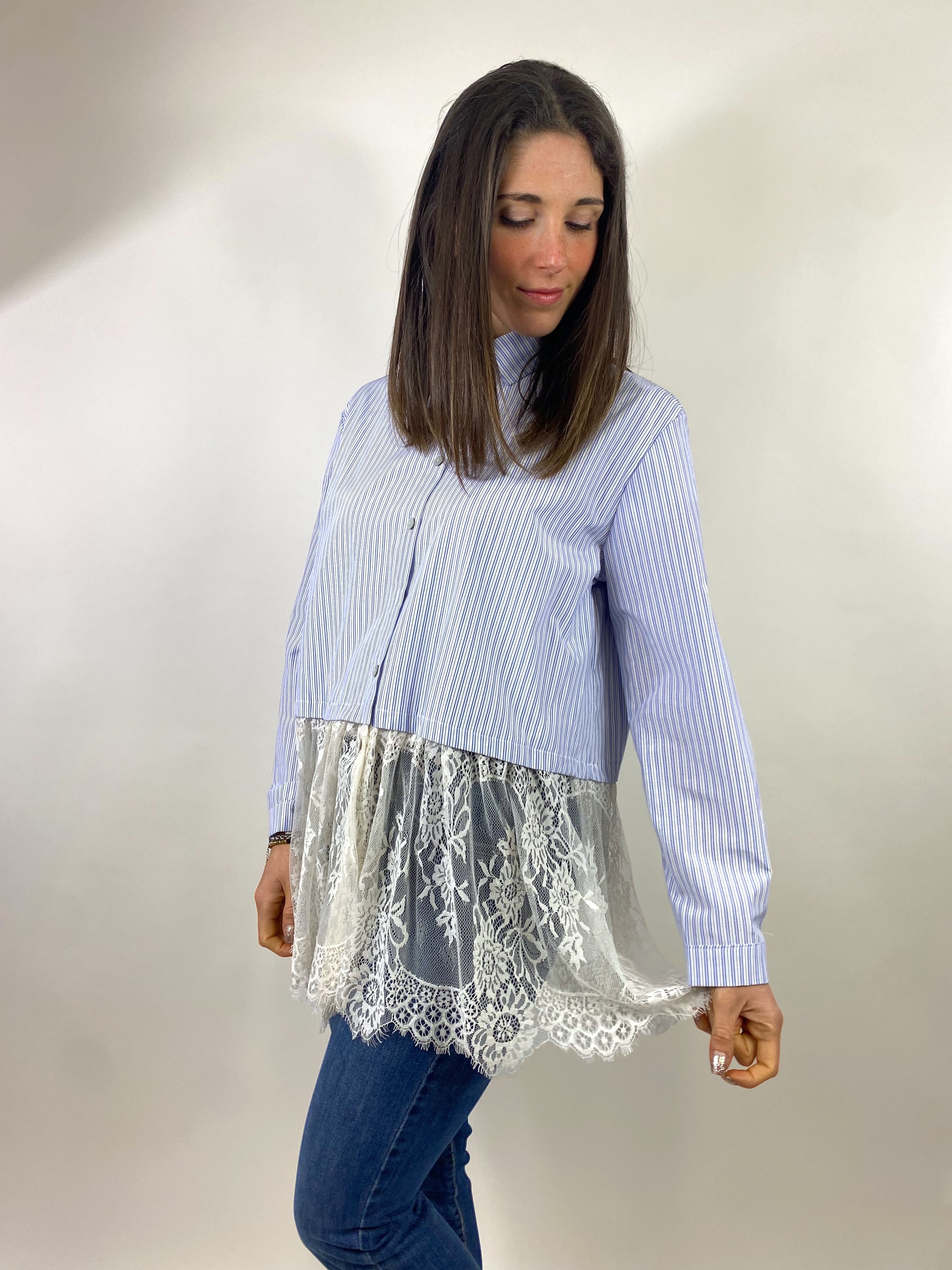 SUSY MIX CAMICIA RIGHE CON PIZZO