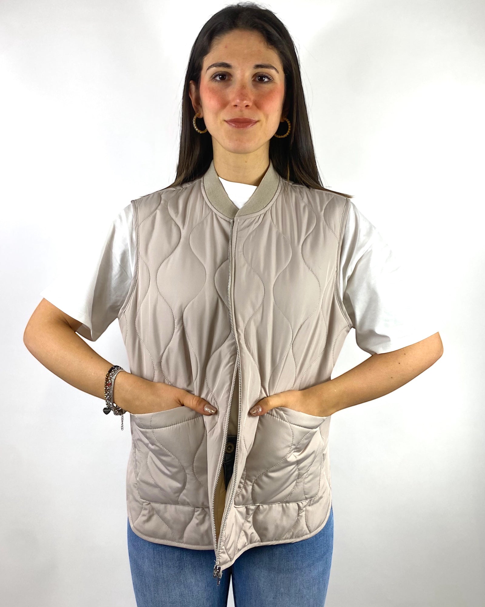 SUSY MIX GILET TRAPUNTATO BEIGE