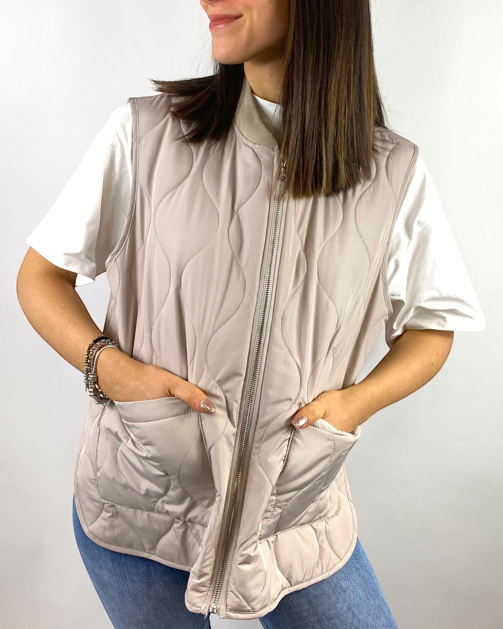 SUSY MIX GILET TRAPUNTATO BEIGE