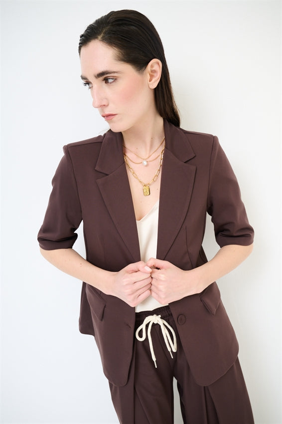 KIKISIX BLAZER MANICA CORTA TESTA DI MORO