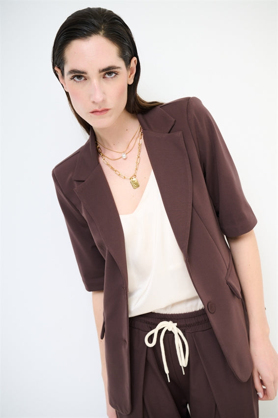 KIKISIX BLAZER MANICA CORTA TESTA DI MORO