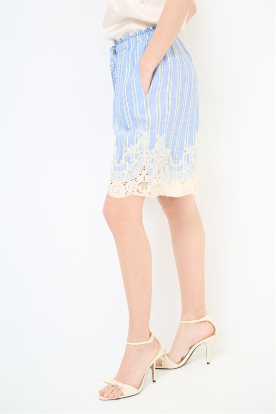 KIKISIX BERMUDA RIGHE CON RICAMO