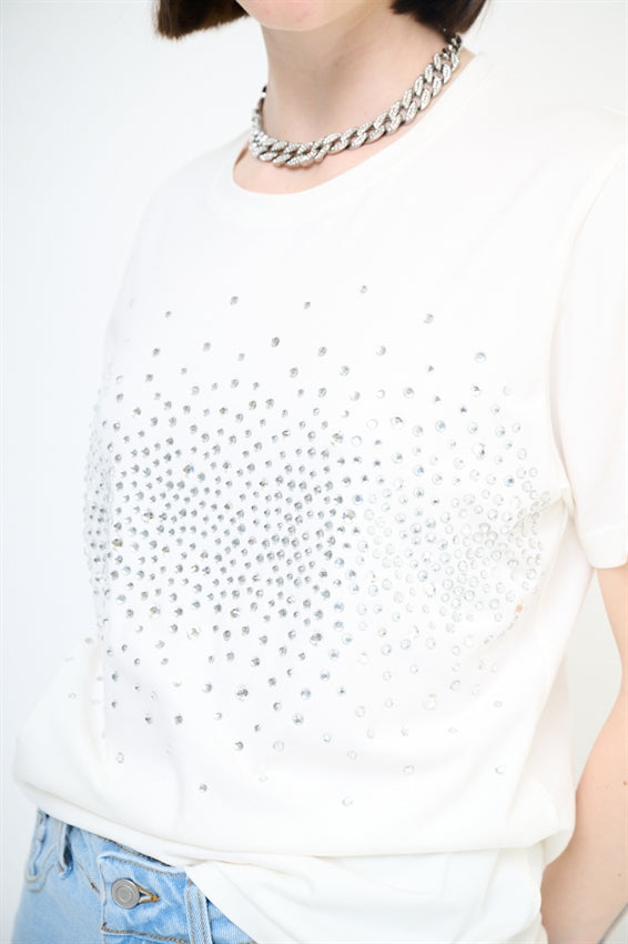 KIKISIX T-SHIRT BIANCA STRASS