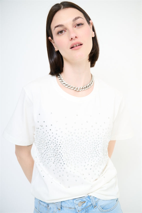 KIKISIX T-SHIRT BIANCA STRASS