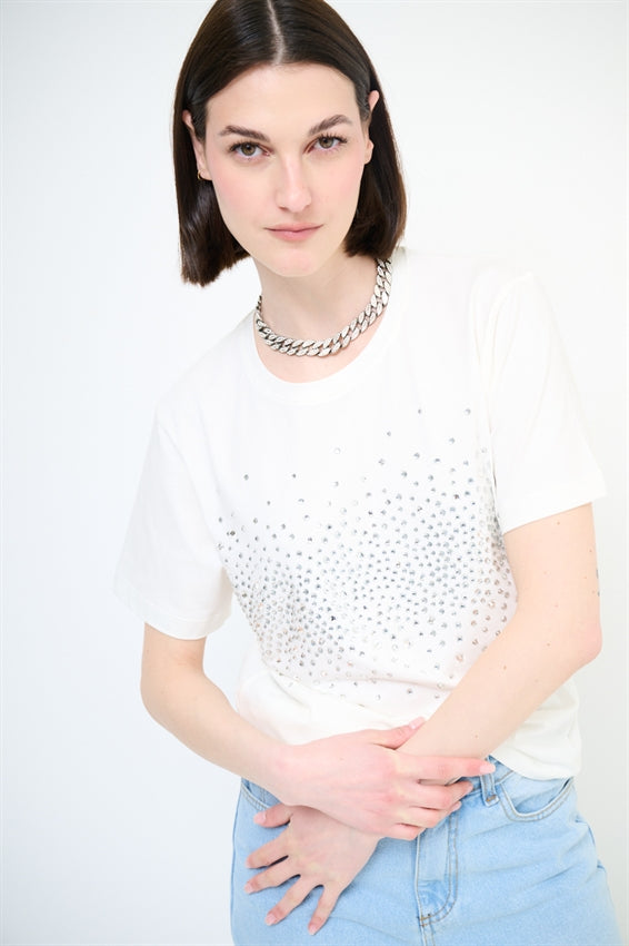 KIKISIX T-SHIRT BIANCA STRASS