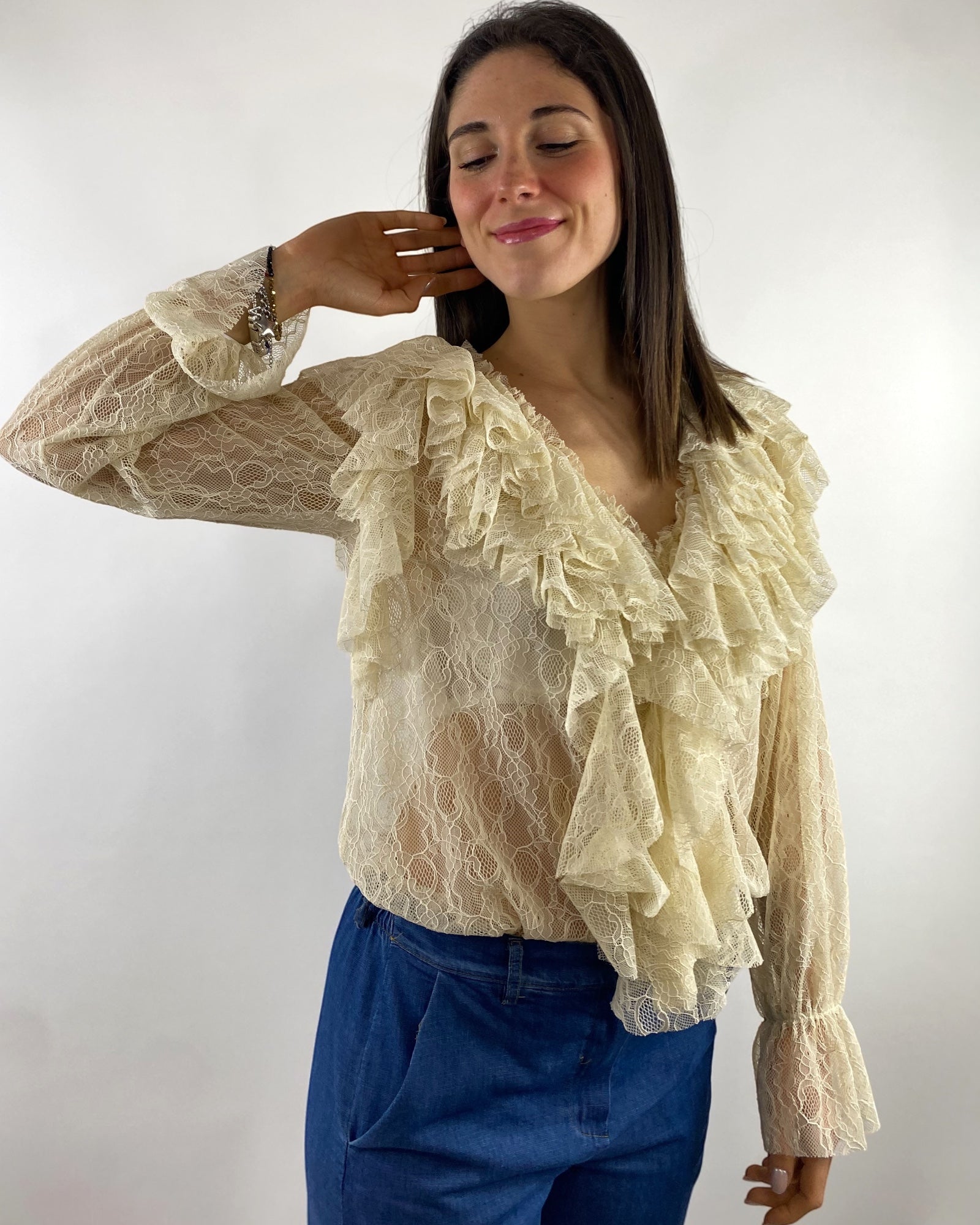 CECILE BLUSA PIZZO BEIGE
