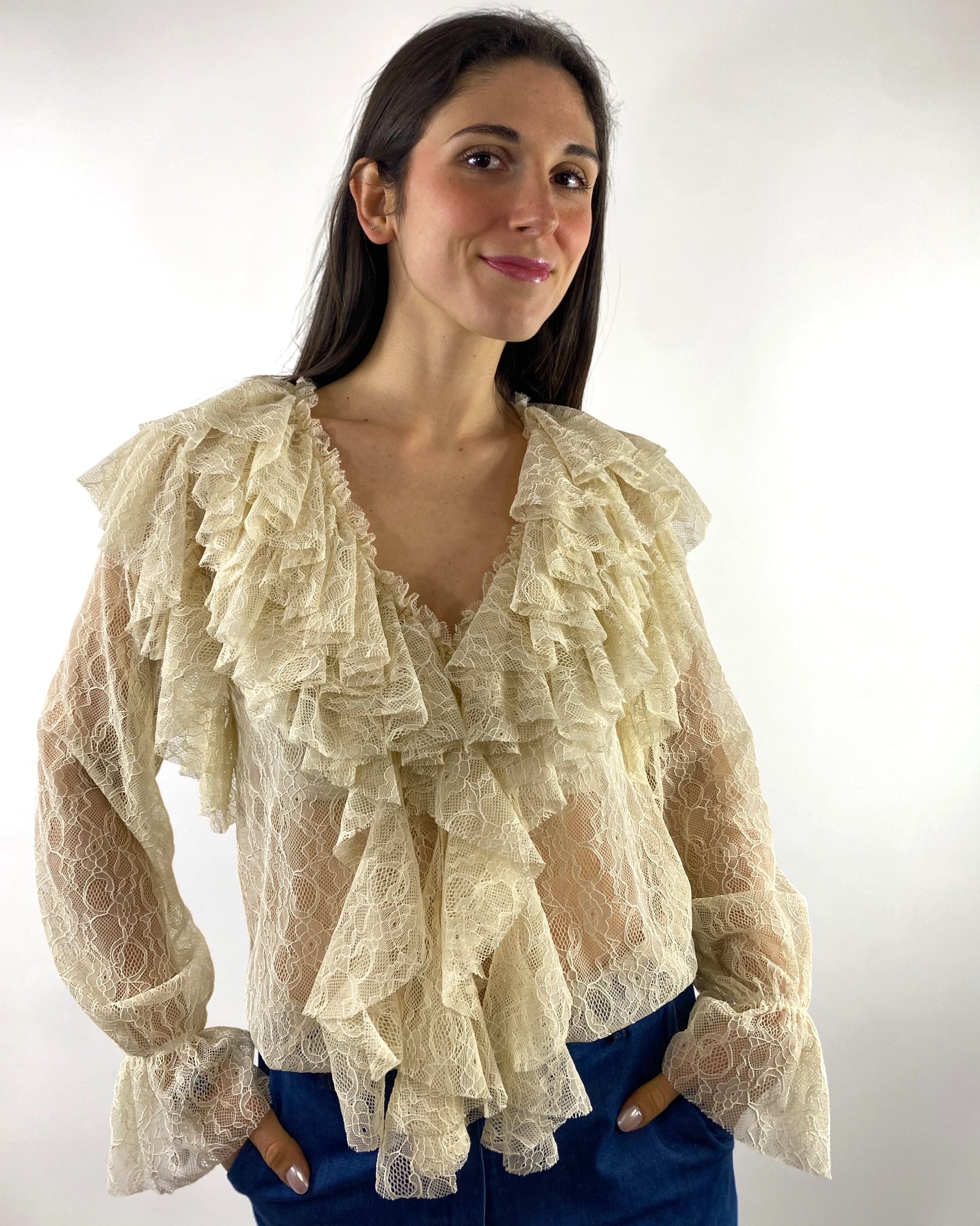 CECILE BLUSA PIZZO BEIGE