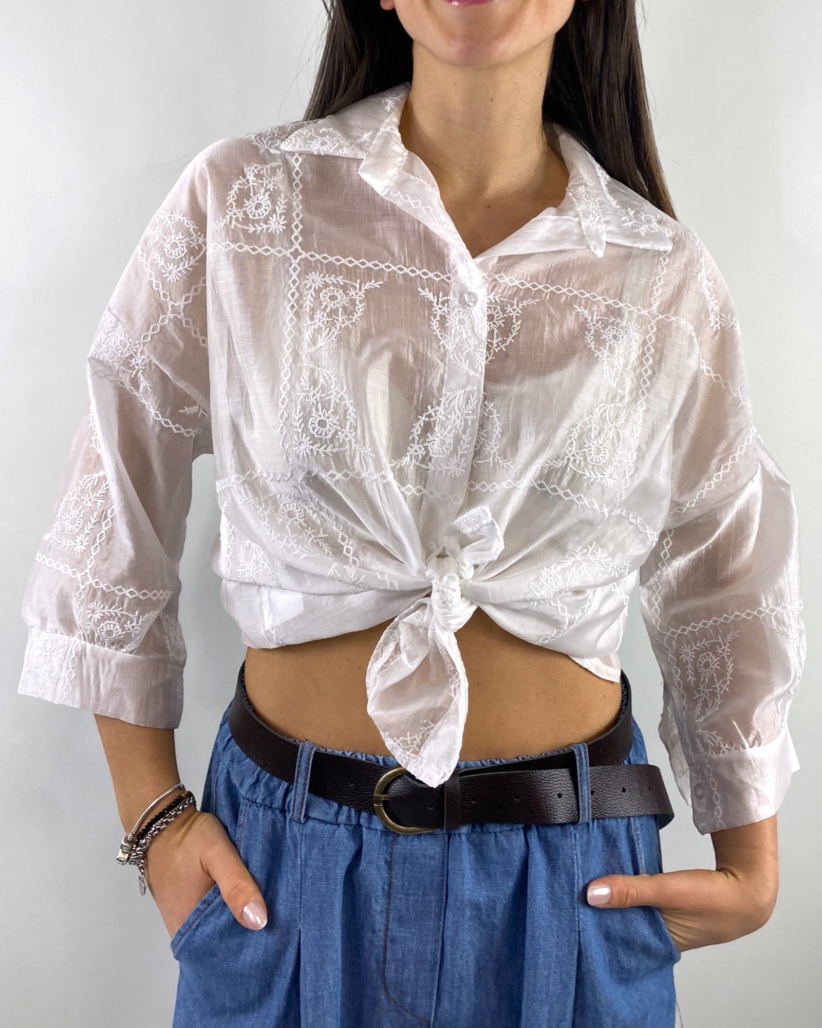 CECILE CAMICIA RICAMI BIANCA