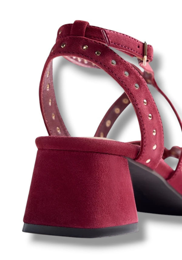 GIOSEPPO SANDALO SUEDE BORDEAUX CON BORCHIE