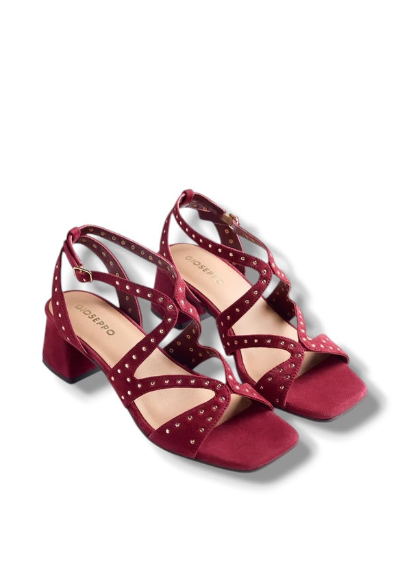GIOSEPPO SANDALO SUEDE BORDEAUX CON BORCHIE