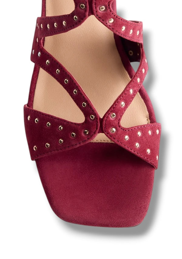 GIOSEPPO SANDALO SUEDE BORDEAUX CON BORCHIE