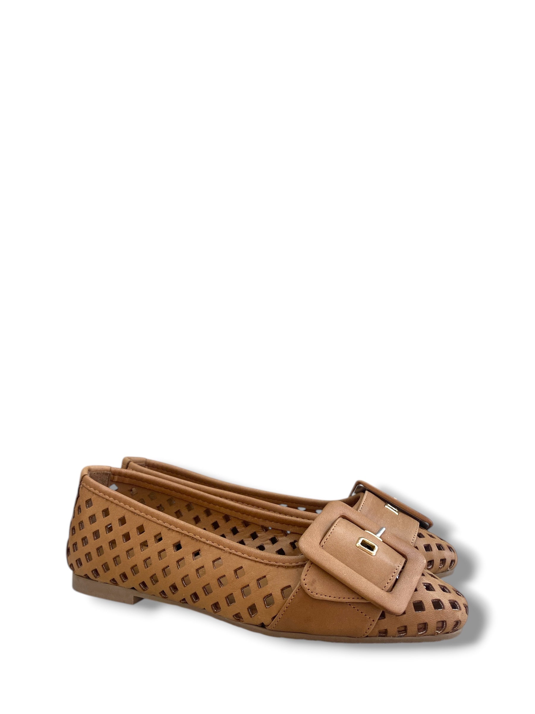 SHADDY BALLERINA PELLE CUOIO CON FIBBIA