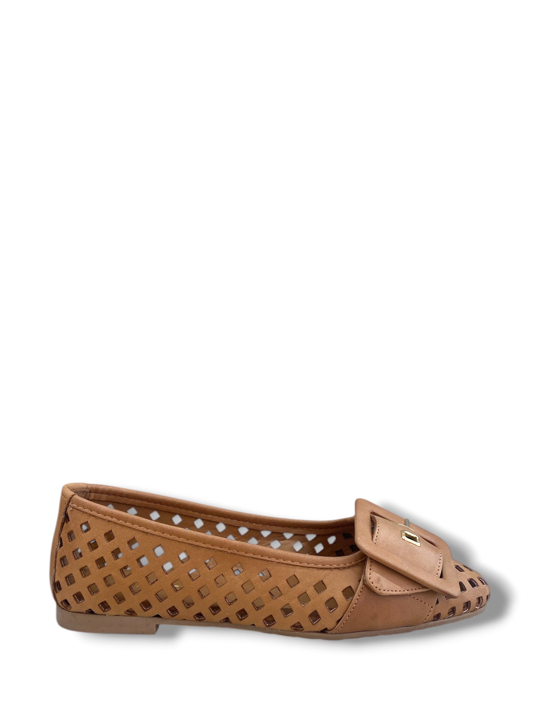 SHADDY BALLERINA PELLE CUOIO CON FIBBIA