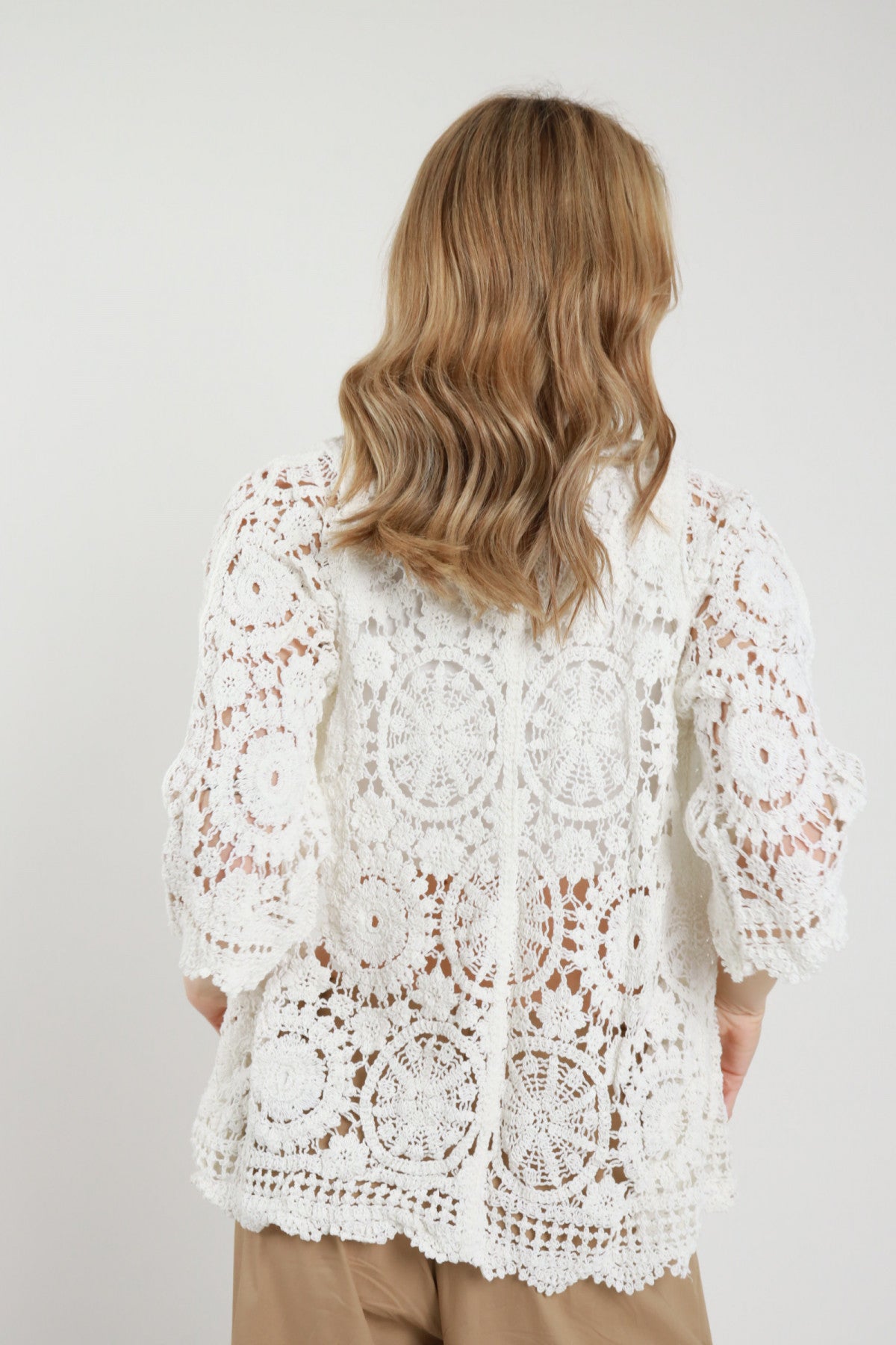SUSY MIX CARDIGAN CROCHET BIANCO